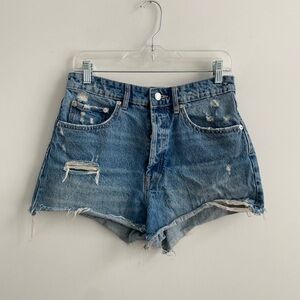 Zara Blue Ripped Jean Shorts